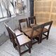 Set of 4 Savoyard pine folk art chairs from the 1950s.