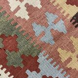 Geometric Kilim Runner Rug, Handmade Wool Contemporary Rug 185 x 103 cm