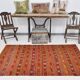 4x7 Red Orange Striped Handmade Wool Kilim Rug