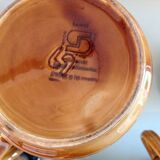 Coffee maker, milk pot and sugar décor Hawaii of the Sarreguemines vintage Earthenware 60s-70s