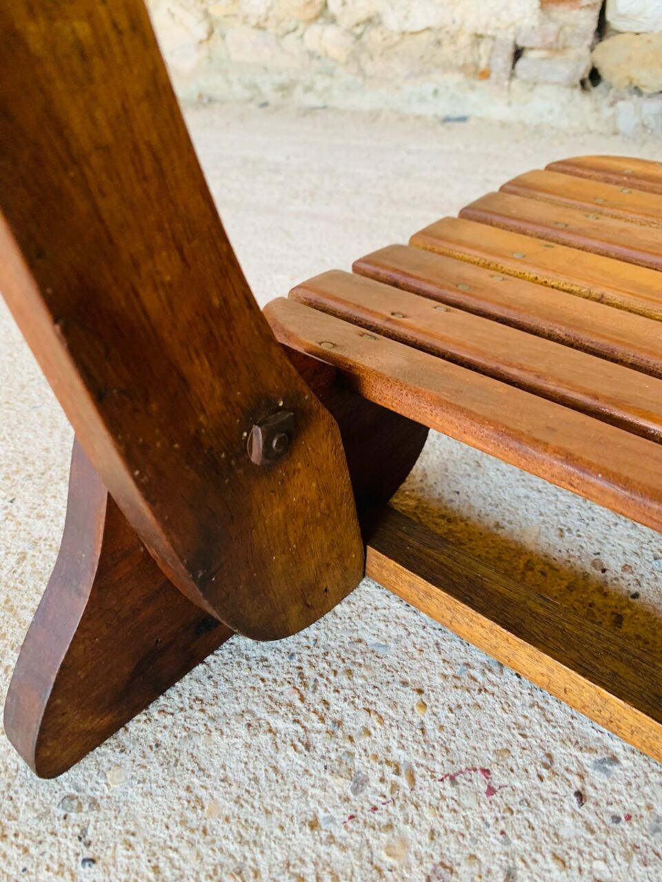 Pair of vintage folding chairs with slats, 1950-1960