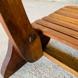 Pair of vintage folding chairs with slats, 1950-1960