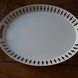 Oval tray in enamelled sheet metal with gallery