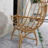 Vintage rattan cradle 1950