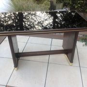 Coffee table with black glass top / 40s-50s