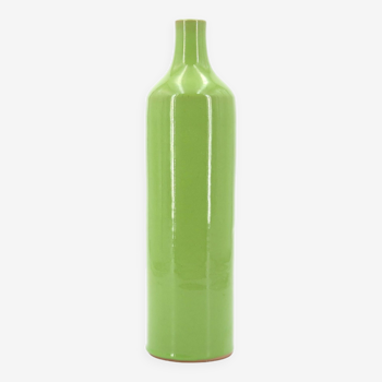 Vase bouteille de Paul Badié, poterie de la Brague en céramique verte
