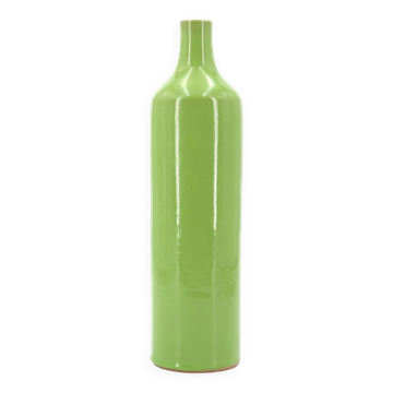 Vase bouteille de Paul Badié, poterie de la Brague en céramique verte