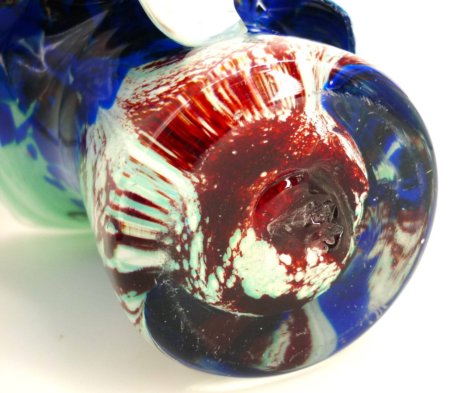 Vase, blown glass, inclusions, large neck, signed Jean Michel Gauthier 2005