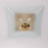 Plafonnier vintage années 60 en verre décoré design italien