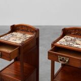 Pair Art Nouveau Nightstands with marble top by Paul Alexandre Dumas, Franc