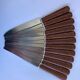 12 table knives stainless steel blade round ends / Bakelite handles with wood burl effect / 1950s