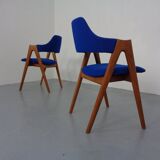 Set of Compass Chairs in Teak and Kvadrat Hallingdal 65 by Kai Kristiansen for Schou Andersen, 1960s