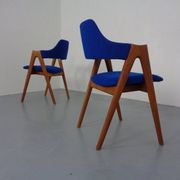 Set of Compass Chairs in Teak and Kvadrat Hallingdal 65 by Kai Kristiansen for Schou Andersen, 1960s
