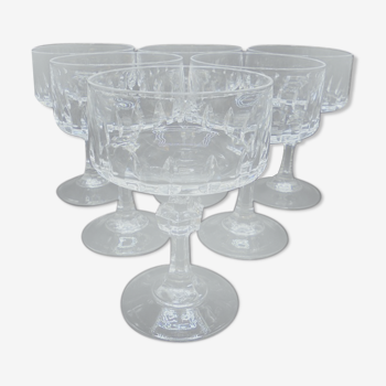 Service of 6 crystal champagne glasses