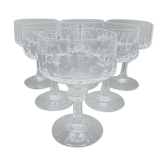Service of 6 crystal champagne glasses