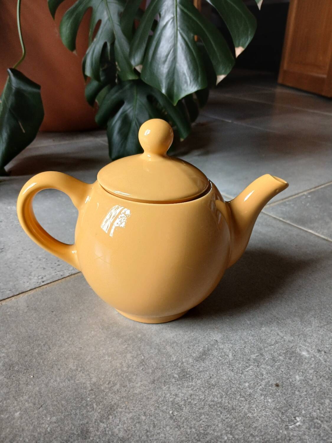 Ocher yellow teapot