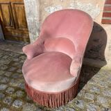 Toad style armchair in pink velvet
