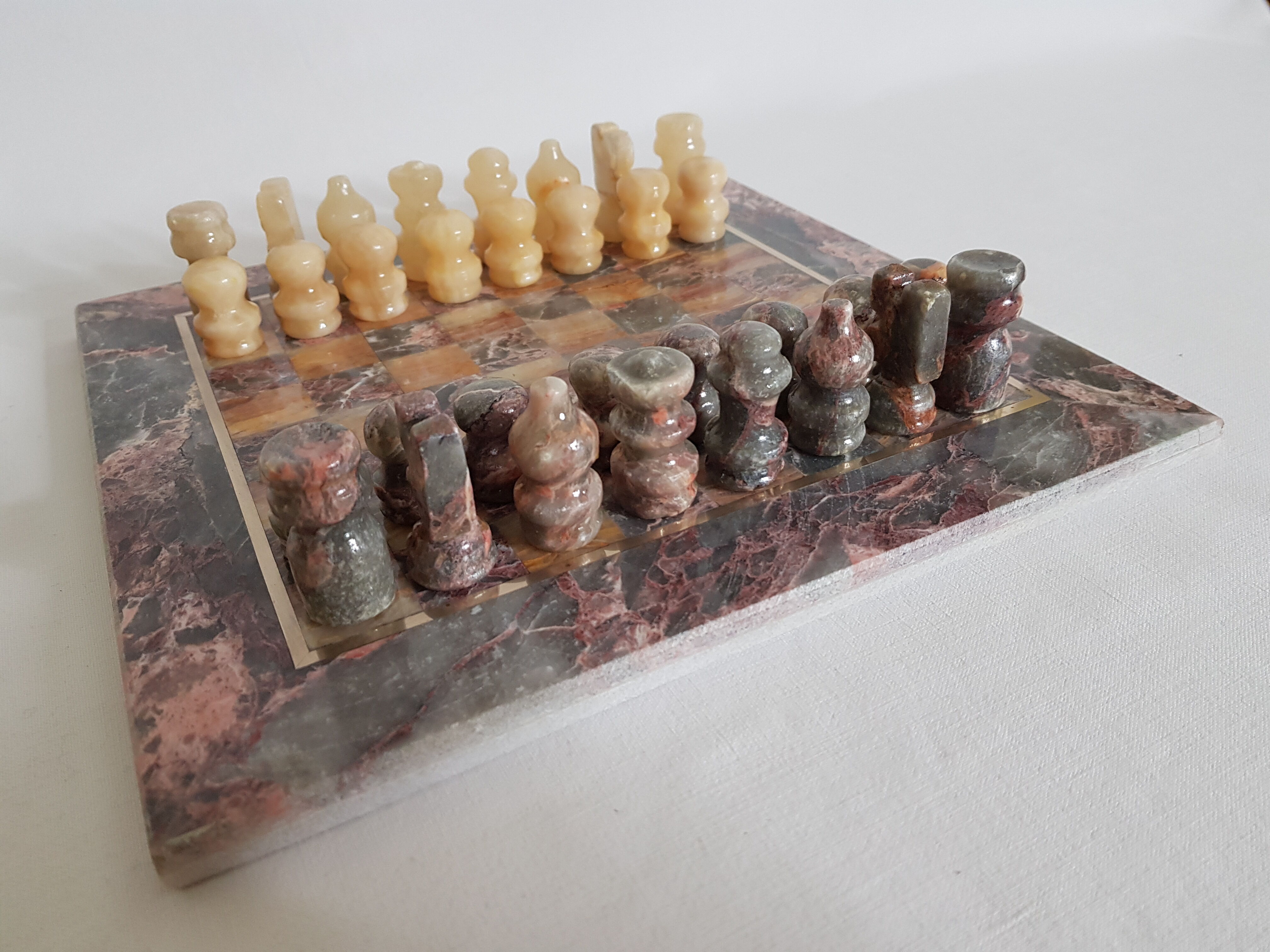 Chess game with vintage onyx board