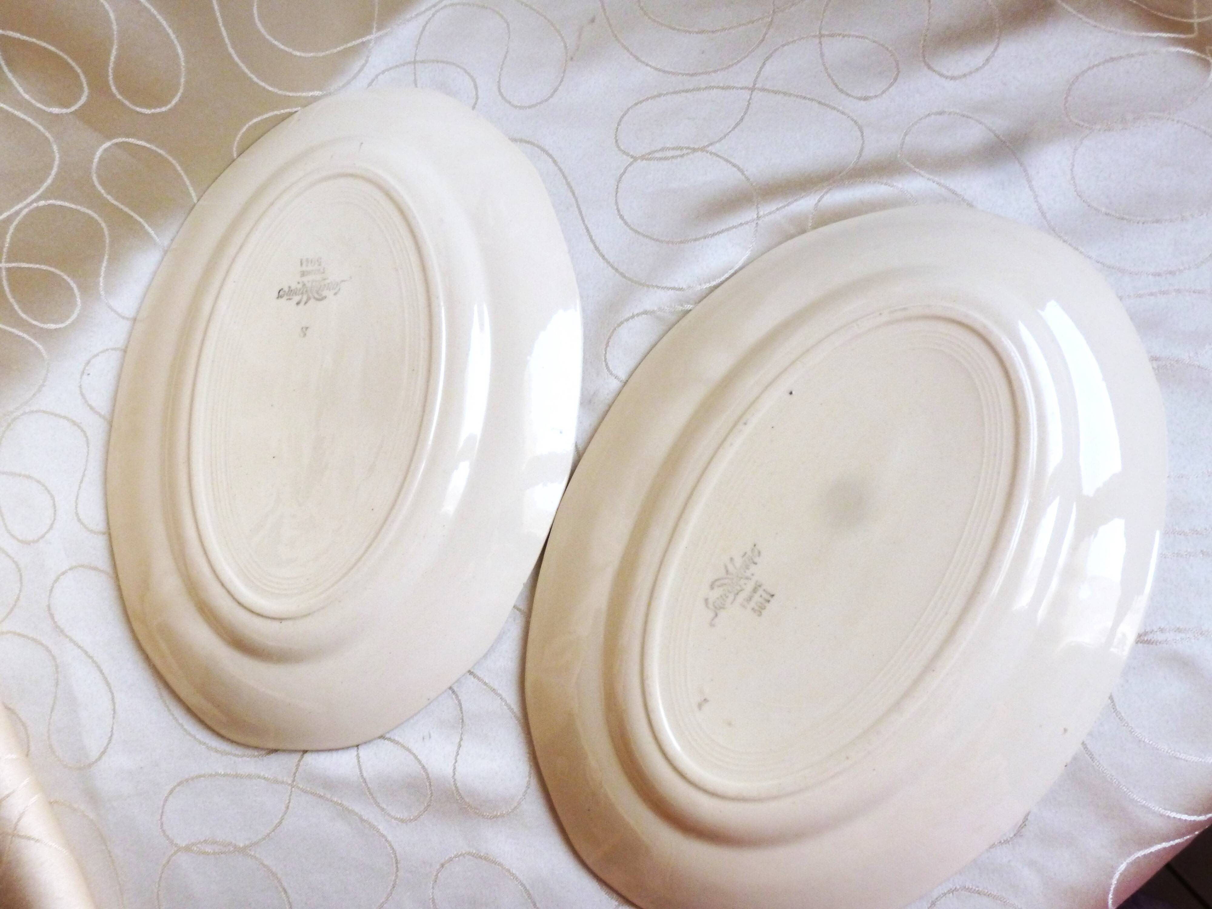 2 vintage Sarreguemines dishes, table service dishes with floral hand decoration