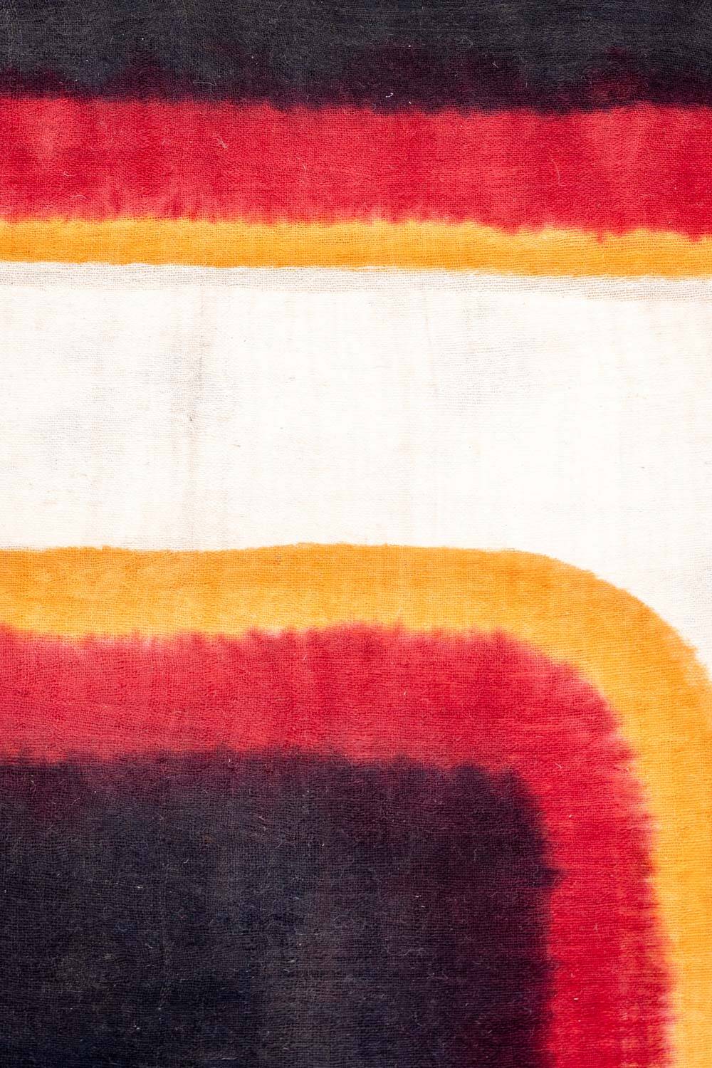 Triptych with geometric decoration in woven wool. Handcrafted work, 20th century.