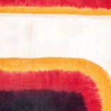 Triptych with geometric decoration in woven wool. Handcrafted work, 20th century.