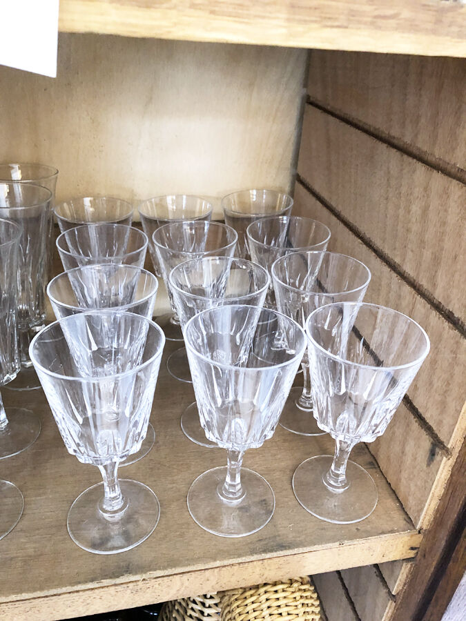 12 cut crystal wine glasses, 1970