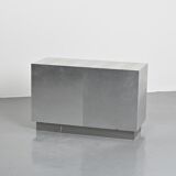 Pair of low buffets in brushed metal, French work, 1970s.