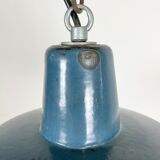 Suspension industrielle en émail bleu, années 1960