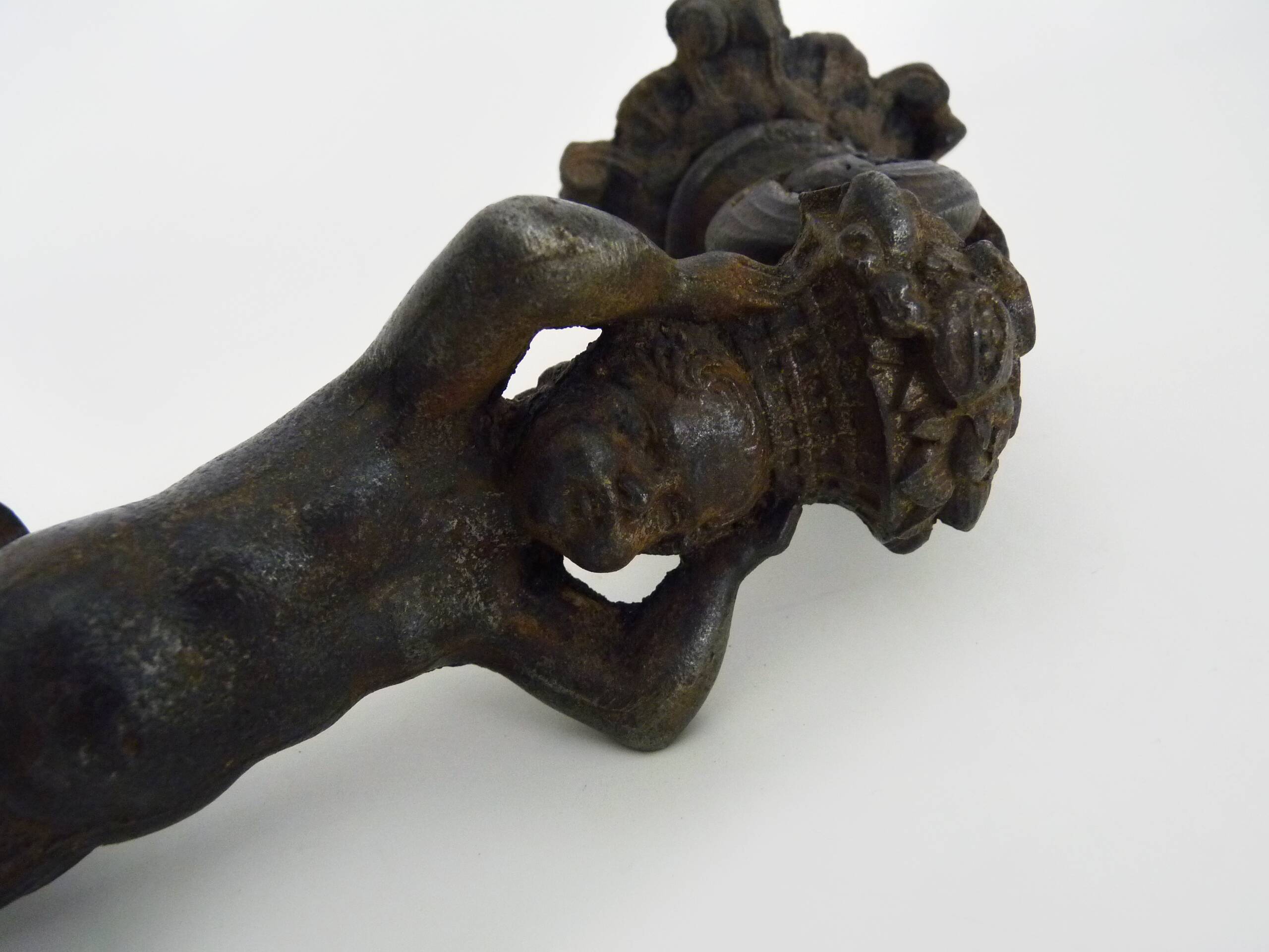 Old cast iron Cherub angel door knocker, 19th century