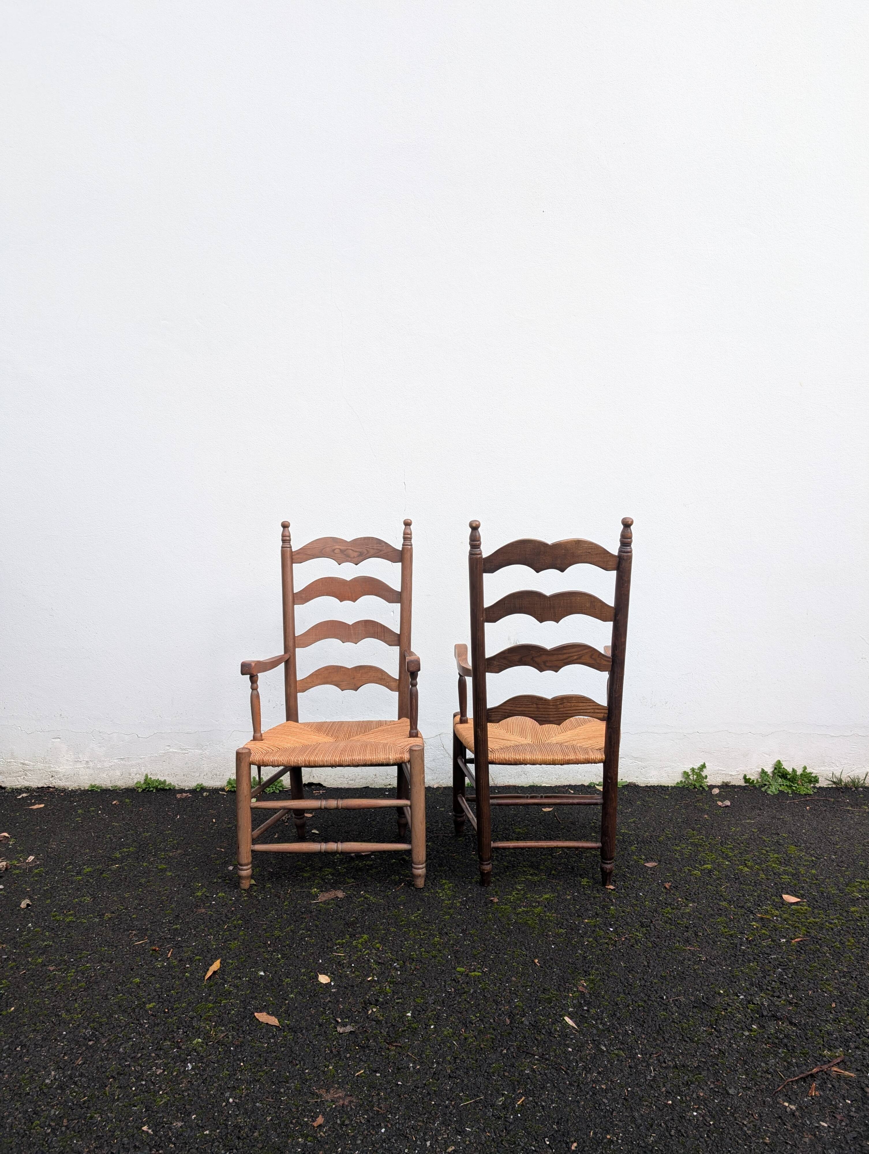 Pair of straw armchairs