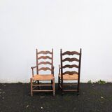 Pair of straw armchairs