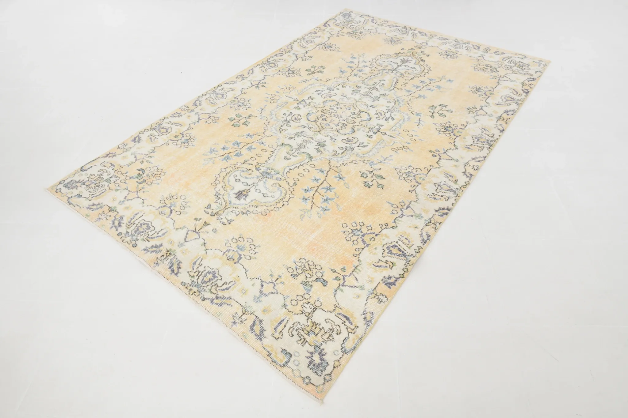 5x9 Vintage Persian Pale Yellow Rug, Rugs For Living  Room Carpet, 169x271