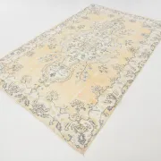 5x9 Vintage Persian Pale Yellow Rug, Rugs For Living  Room Carpet, 169x271