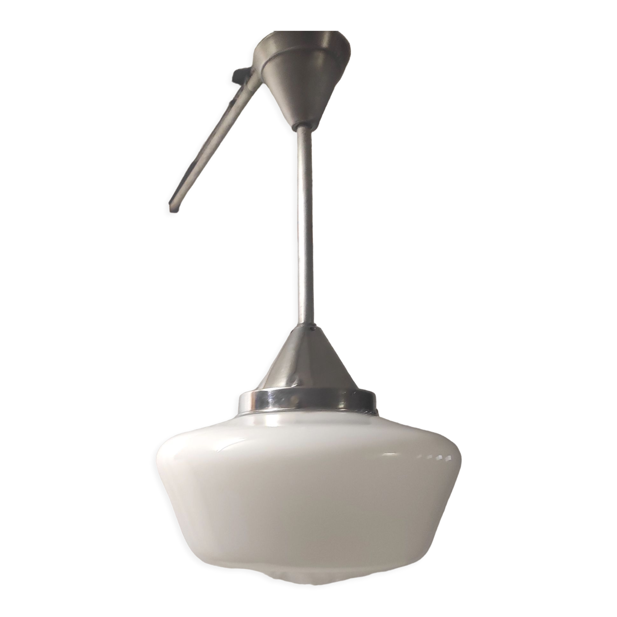 Industrial pendant lamp opaline Art Deco style – 50s/60s