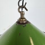 Industrial British Green Enamel Factory Pendant Lamp, 1950s