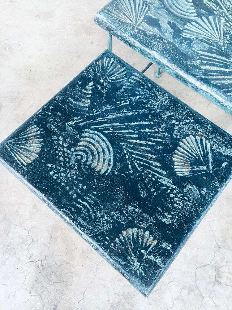 Postmodern Handmade Nesting Table Set by J. Berdou, France, 1980s, Set of 2