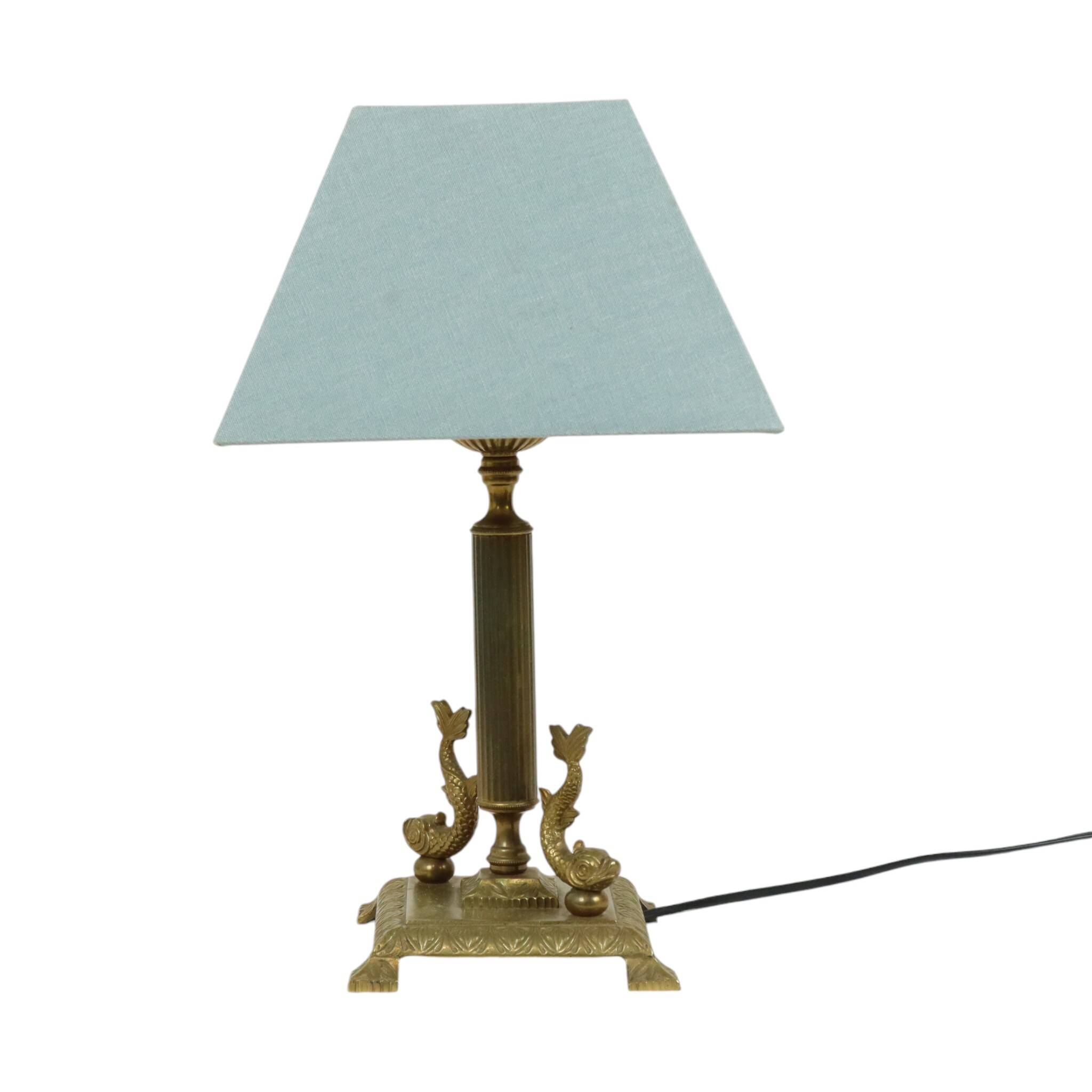 Vintage Brass Table Lamp Mythical Dolphin 41cm
