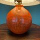 Art Deco HAK Herman Kähler Pottery Lamp, c.1930s Orange Globe with Brass Details