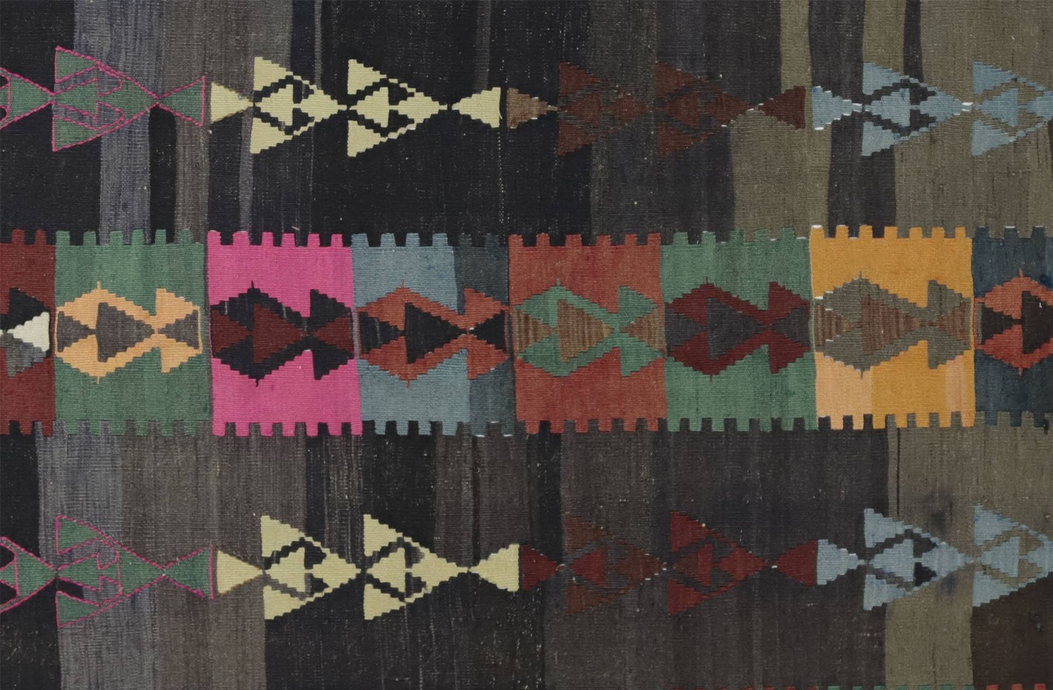 Turkish Anatolian Handmade Vintage Area Kilim Rug 286 cm x 188 cm