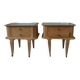 Paire de chevets vintages en bois brut , plateaux miroir.