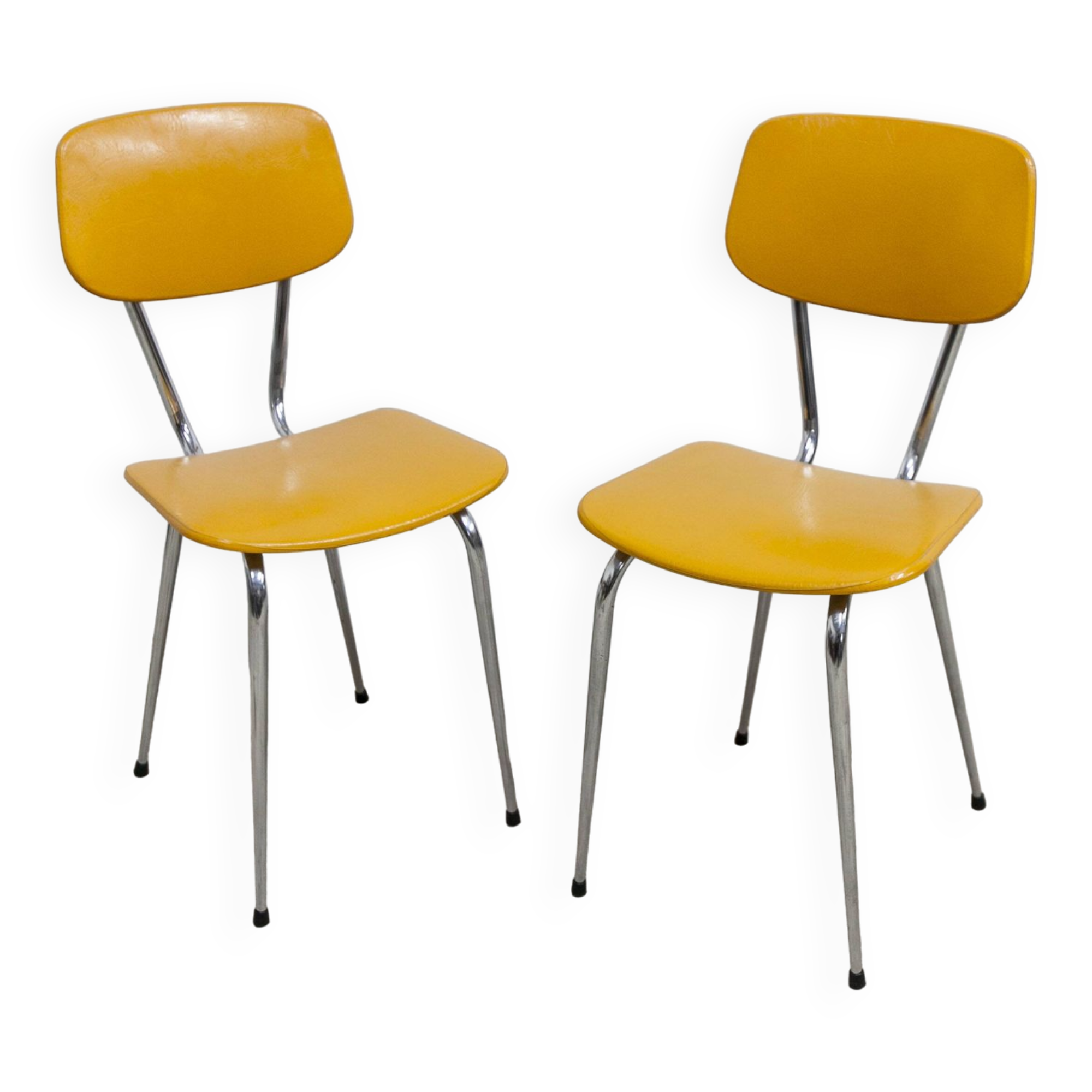 Pair of mustard-colored 70s welded Skai chairs