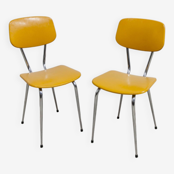 Pair of mustard-colored 70s welded Skai chairs