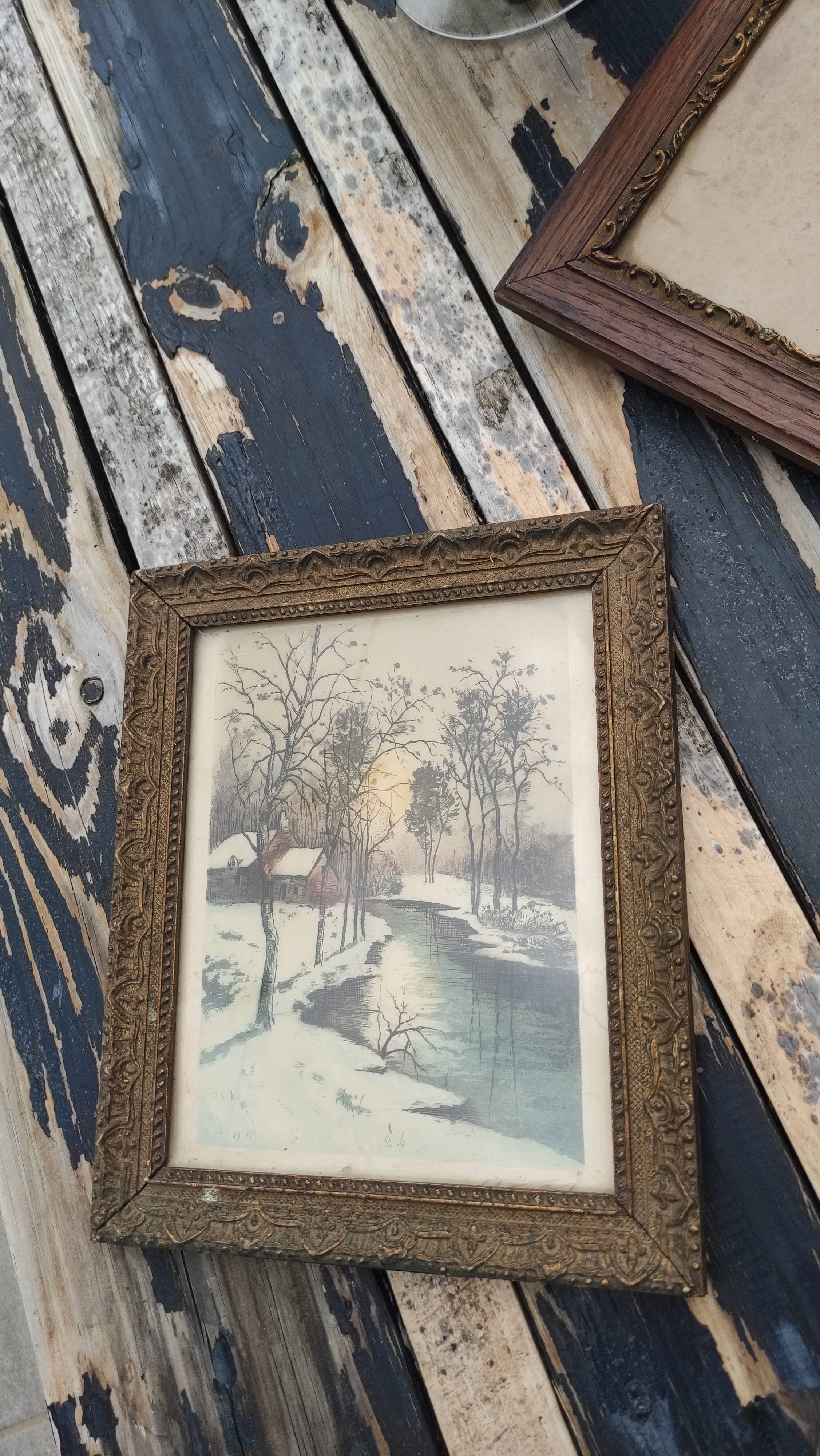 Old wooden frame of a watercolor