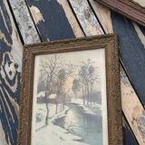 Old wooden frame of a watercolor