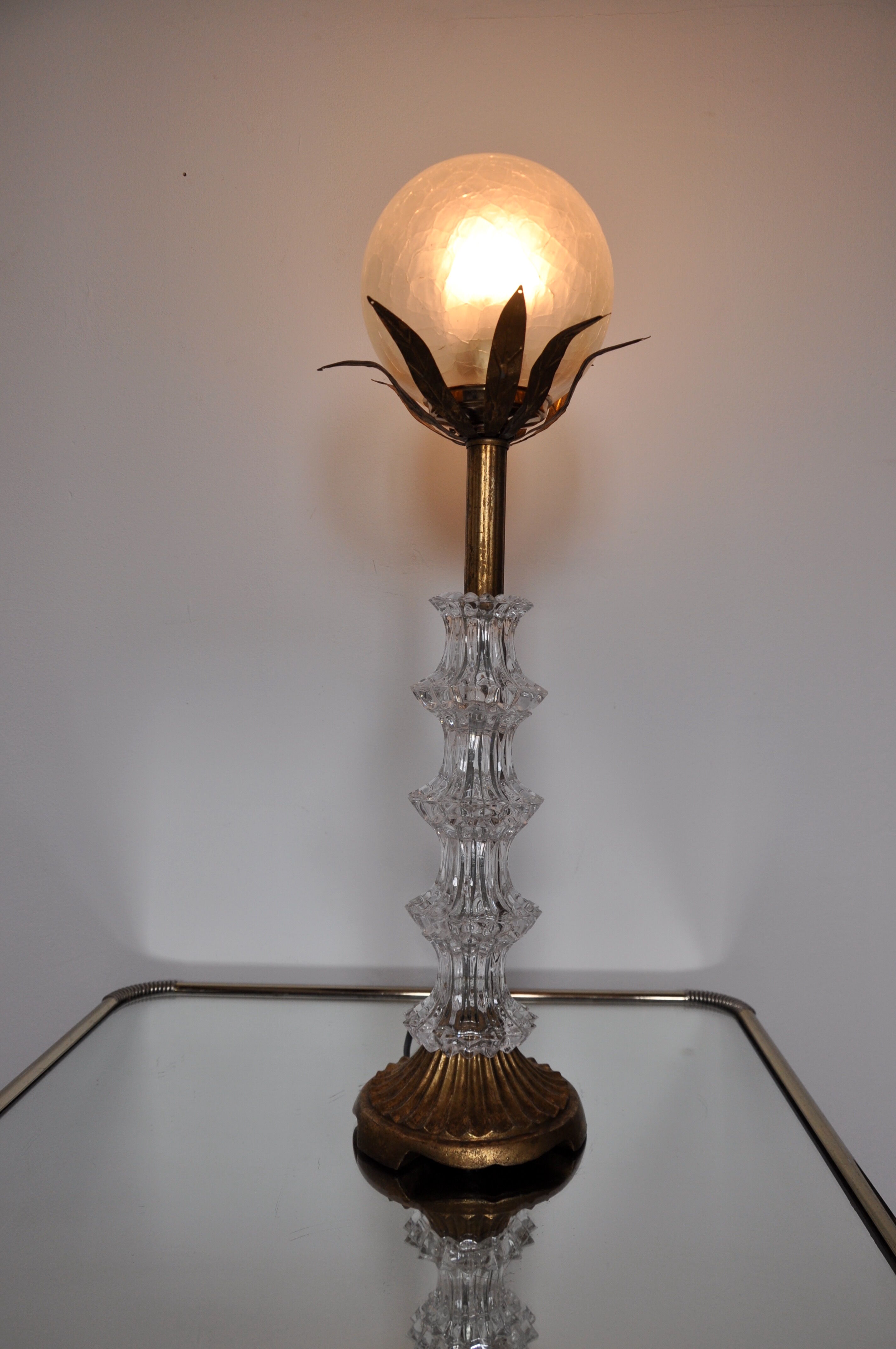 Art Deco crystal floral lamp