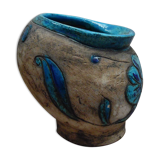 Vase en faïence émaillée bleu