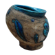 Vase en faïence émaillée bleu