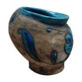 Vase en faïence émaillée bleu