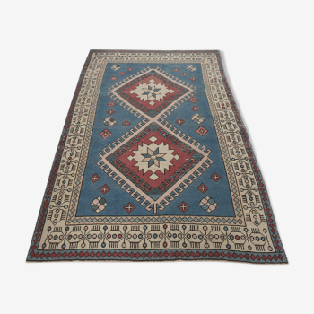 Blue and red oushak rug 203x133cm