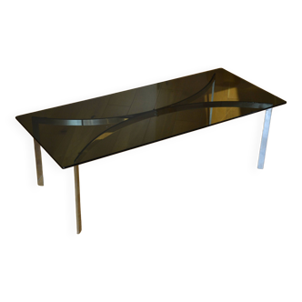1970s coffee table, smoked glass and chrome